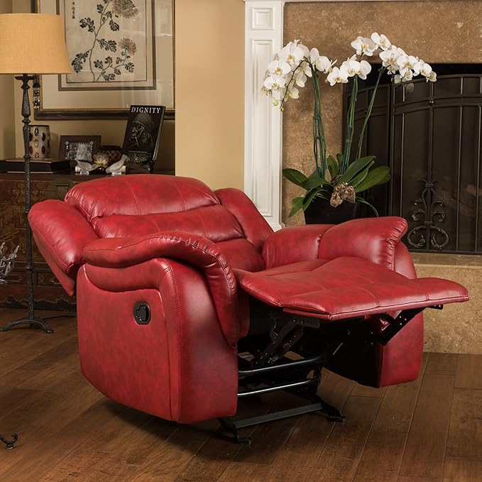 Christopher Knight Home Hawthorne Glider Recliner Leather Oxblood Red