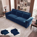 JOYBASE Pull Out Sofa Bed King-Size Convertible Sleeper Sofa Modern 3-Seater Velvet Couch with Nailhead for Living Room Office Apartment (Blue)