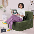 Folding Sofa Bed 4 in 1 Convertible Sleeper Chair with Pillow Single Memory Foam Fold Out Chair Bed Modern Floor Futon Sofa Couch Mattress for Living Room/Guest/Apartment Green | Convertible Comp