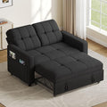 DWVO 3 in 1 Convertible Sleeper Sofa Bed 55 Pull Out Sofa Bed with Adjustable Backrest and USB Velvet Futon Couch with Side Pockets for Living Room Black