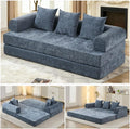 79 Inch 4-in-1 Convertible Sofa Bed Boneless Couches Chenille Folding Sleeper with Pull Out Bed Floor Futon Modular Lounge Loveseat Compressed Sofa No Assembly Required for Living Room (Blue)