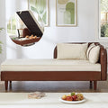 KEIKI PU Leather Chaise Lounge Chair Indoor Modern Leisure Sleeper Sofa Chair with Storage Accent Velvet Reading Couch Side Armchair Corner Arm Chairs for Living Room Bedroom Easy Assembly Brown