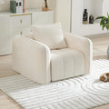 Oversized Boneless Corduroy Accent Chair Comfy Deep Seat Armchair for Bedroom Modern Upholstered Living Room Sofa Chair with Pillow No Assembly White