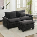 URRED Cloud Couch Modular Sectional Sofa 87 Modern L Shaped Deep Seat Sofa with Ottoman &amp Pillows Ultra Comfy Chenille Couches for Living Room Bedroom or Apartment Black