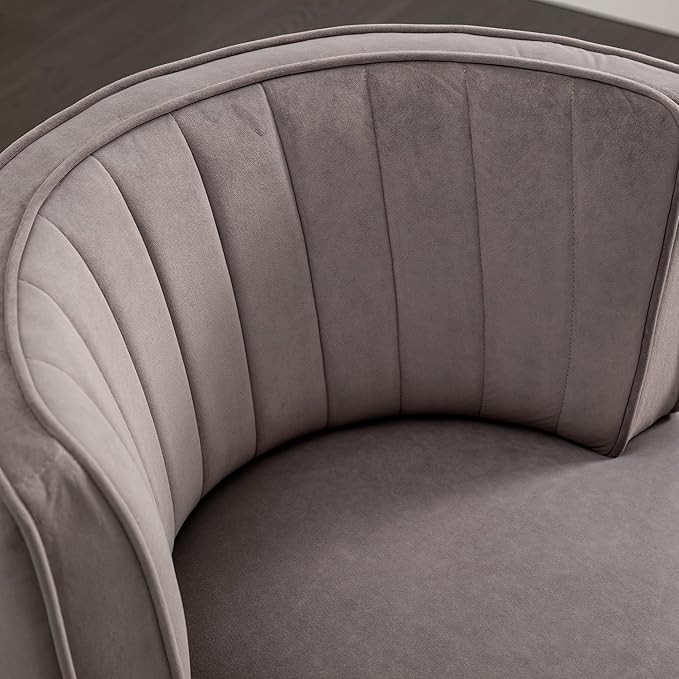 25.2 360 Degree Swivel Barrel SofaRound ArmchairsUpholstered Velvet Sofa ChairComfy Round Accent Sofa Chair for Living RoomBedroomOfficeWaiting RoomsGray