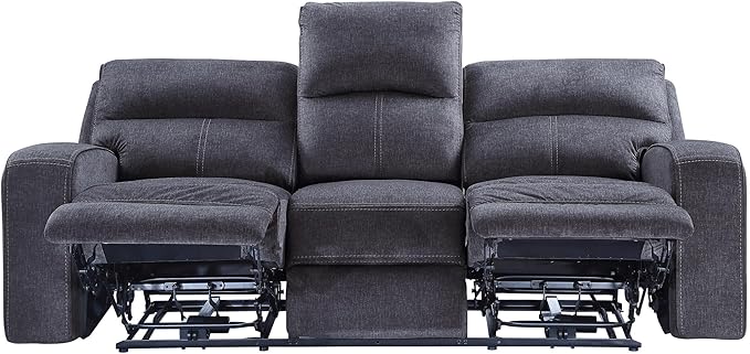 Steve Silver Furniture Lovell Upholstered Power Reclining Sofa Zero Wallhugger w/USB-Charging Port Charcoal Plush and Space-Saving Design Living Room Home Theater 42 D x 87 W x 42 H Grey