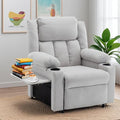 Power Recliner Chair Upholstered Recliner Heating Vibration Massage with Side Pockets Side Table &amp 2 Cup Holders for Living Room &amp Home Theater (Grey)