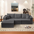 Modular Sectional Sofa for Living Room 108 Cloud Couch Sectional with L-Shape Chaise Modern Upholstered Corduroy Boneless Couch with Memory Foam Deep Seat No Assembly Required (Grey)