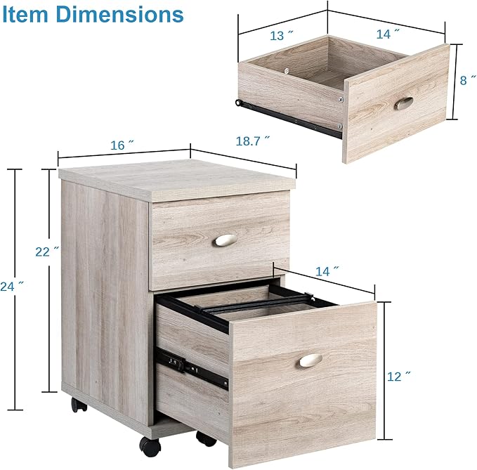 2 Drawer Mobile File Cabinet