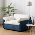 50 * 43 Oversized Single Sofa Chair Modern Chenille Upholstered Armchair Wide and Deep Seat Accent Chair with Two Throw Pillows Color Blocking Couch Lounge for Living Room (Blue+Cream/5)