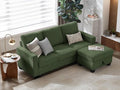 CHIC HOUSE Corduroy Modular Sectional Couch with Ottoman Chaise L/U Shaped Sleeper Sofa for Living Room Apartment Lounge Modern Armrest Neck Support Furniture (4 Seater Sectional Green)