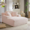 Oversized Chaise Lounge Chair Indoor Bedroom Comfy Corduroy Upholstered Sofa Bed Chair Deep Seat Single Sofa Couch No Assembly Required Sleeper Chair Sofa for Living Room (Light Pink)
