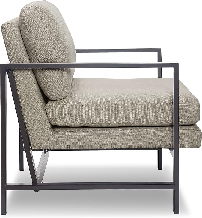 Tommy Hilfiger Russell Bronze Metal Frame Accent Chair Linen