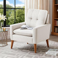 Furmax Accent Chair Mid-Century Modern Upholstered Armchair Comfy Reading Sofa Chair for Living Room Bedroom Apartment White