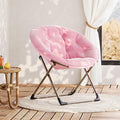 GarveeHome Comfy Oversized Saucer Chair – Soft Plush Fabric Reading Lounger for Adults Stable X-Large Metal Frame Foldable Accent Lazy Chair for Bedroom Living Room Dorm Office Pink