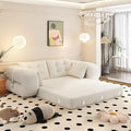 Polibi 78.7 Foldable Sleeper Sofa Bed - 3-in-1 Lazy Sofa Couch Human Dog Bed with Teddy Fabric &amp Foam Filling for Living Room Guest Bed Playroom No Assembly Required (Beige)