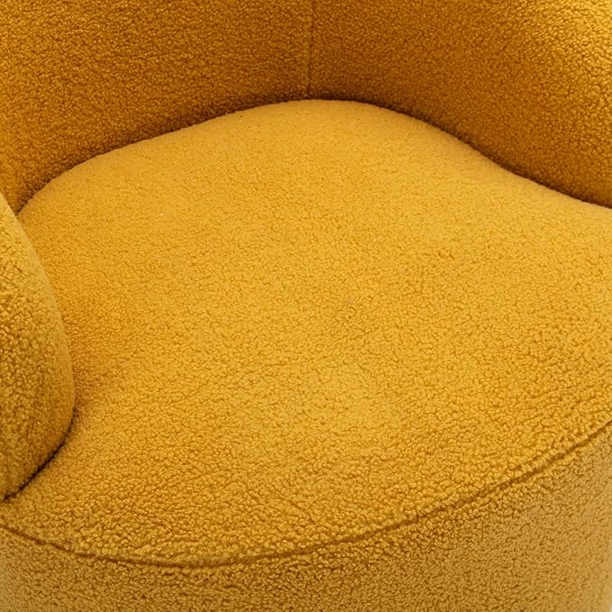 Set of 2 Swivel Chair Swivel Barrel Accent Sofa Chair Modern Teddy Fabric Club 360 Degree Swivel Chair Small Leisure Arm Chair for Nursery Living Room Hotel Bedroom Office Lounge Yellow