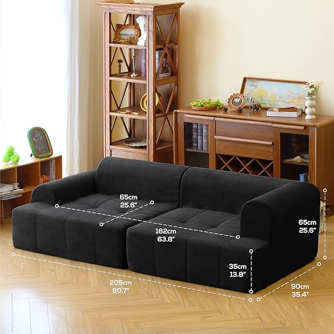 N&ampV Foam Sofa Made with All Foam Great for Livingroon and Bedroom (Black)