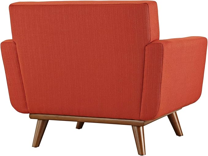 Modway Engage Mid-Century Modern Upholstered Fabric Accent Arm Lounge Chair Wood in Atomic Red Armchair