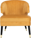 Safavieh Home Stazia Retro Glam Marigold Velvet and Black Wingback Accent Chair