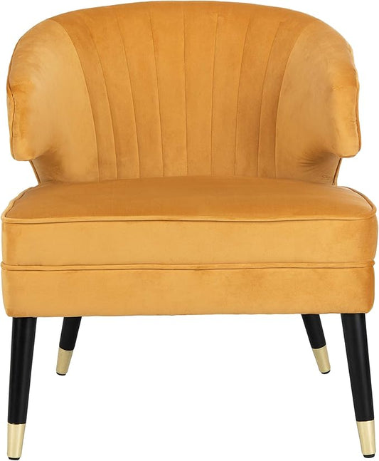 Safavieh Home Stazia Retro Glam Marigold Velvet and Black Wingback Accent Chair