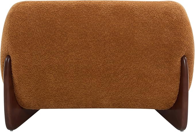 Christopher Knight Home Holly Modern Boucle Fabric Upholstered Club Chair for Living Room Home Office Apartment Relaxing Chair with Removable Cushion and Birch Wood Legs Caramel Brown + Walnut