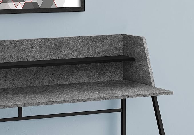 Penau Computer Desk for Home Office Modern Grey Stone-Look Laminate with Black Metal Base 47.25l x 23.75w x 39.25h