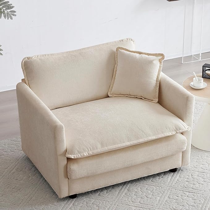 41.4 Chenille Oversized Accent Cloud Couch Modern Luxury Arm Chair with Pillow for Living Room Bedroom Apartment Office Light Coffee