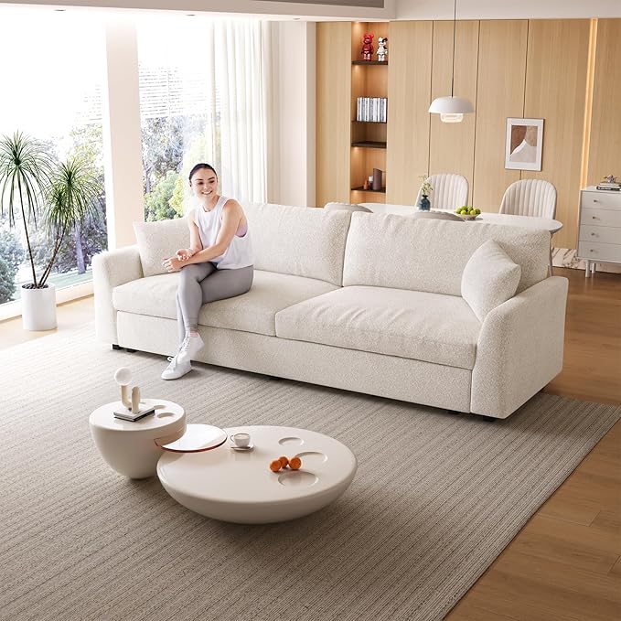 Extra Large Loveseat104.72 Oversized 2 Seater Deep Seat Sofa Cozy Couch Sofa Bed with 2 Pillows &amp Armrests for Living Room &amp Bedroom