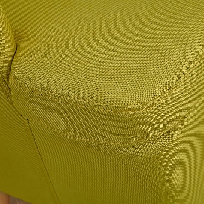 SIMPLEOPULENCE Accent Barrel Chair for Living Room Modern Fabric Upholstered Club Chair with Curved-Back and Solid Wood Legs Comfy Armchair Single Sofa for Bedroom Reading Room Guestroom(Green)