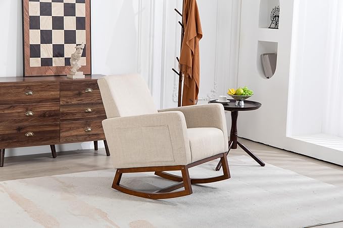 Mid Century Modern Accent Chair with Wood e Upholstered Living Room Chairs with Waist Cushion Reading Armchair for Bedroom Sunroom