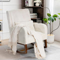 COCO DESIGN Corduroy Upholstered Rocking Chair for Nursery - Padded Seat &amp Back Sturdy Wood Rockers for Living Room Nursery Bedroom Relaxation (Beige)