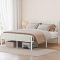 VASAGLE Queen Bed Frame with Upholstered Headboard Metal Bed Frame Queen Size with Footboard 1100 lb Weight Capacity Steel Slats Easy Assembly No Box Spring Needed Cappuccino Beige URMB981W01V1