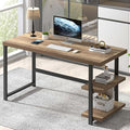 FOLUBAN Computer Desk Modern Home Office Desk with Storage Shelves Writing Study Gaming Table for Living Room Bedroom Rustic Oak 53 Inch