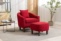 Accent Chair with Ottoman Mid Century Modern Barrel Chair Upholstered Club Tub Round Arms Chair for Living Room