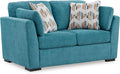 Signature Design by Ashley Keerwick Scandinavian Loveseat with 4 Toss Pillows Blue