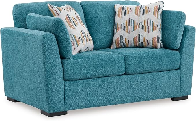 Signature Design by Ashley Keerwick Scandinavian Loveseat with 4 Toss Pillows Blue