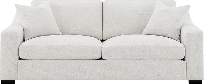 Coaster Home Furnishings - Ashlyn - Wood Frame Upholstered Sofa with Curved Track Arms Reversible Cushions and Pocket Coil Construction - Living Room - Sand - 552091