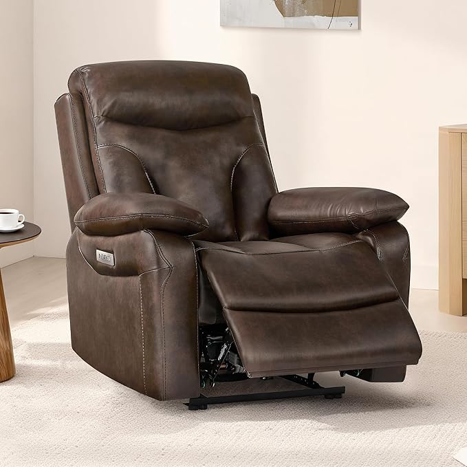 Power Recliner Chair Wall Hugger Recliner with Adjustable Headrest and Footrest Dual Motor Electric Faux Leather Reclining Sofa with USB/Type-C Charging for RV Living Room Bedroom