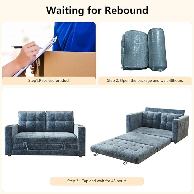 WorthFurni Convertible Sofa BedSleeper Sofa Floor Sofa Bed for Small Spaces Folding Couch Bed - Blue