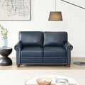 59 Faux Leather Pu Loveseat Underseat Storage Classic Love Seat Couch Elegance 2 Seat with Rolled Armrests Nailhead Trim Wood Legs Traditional Living Room Accent Sofa 2 Seat-Navy Blue