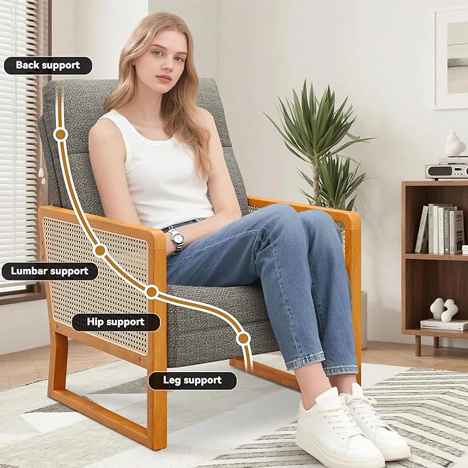 HAOBO Home Modern Accent Chair Linen Upholstered Armchair for Bedroom Living Room Chairs Office Chair Set of 2