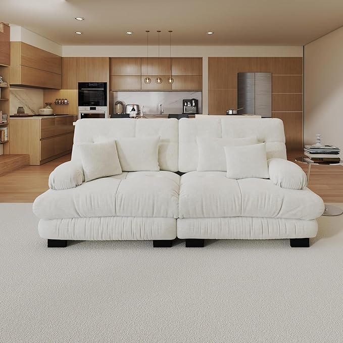 94.4.4 Oversized Modular Sectional Sofa White Large Sectional Couches for Living Room Chenille Fabric Sofa Set Cloud Love Seat Couches Deep Seat Modern Sofas para Sala