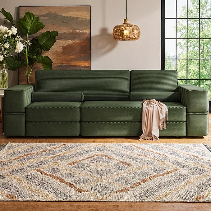 DWVO 103 Boneless Couch Convertible Sofa with Deep Seats &amp Tall Pillows Sectional Couches for Living Room Easy-Clean Design