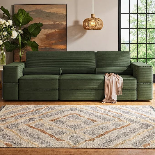 DWVO 103 Boneless Couch Convertible Sofa with Deep Seats &amp Tall Pillows Sectional Couches for Living Room Easy-Clean Design