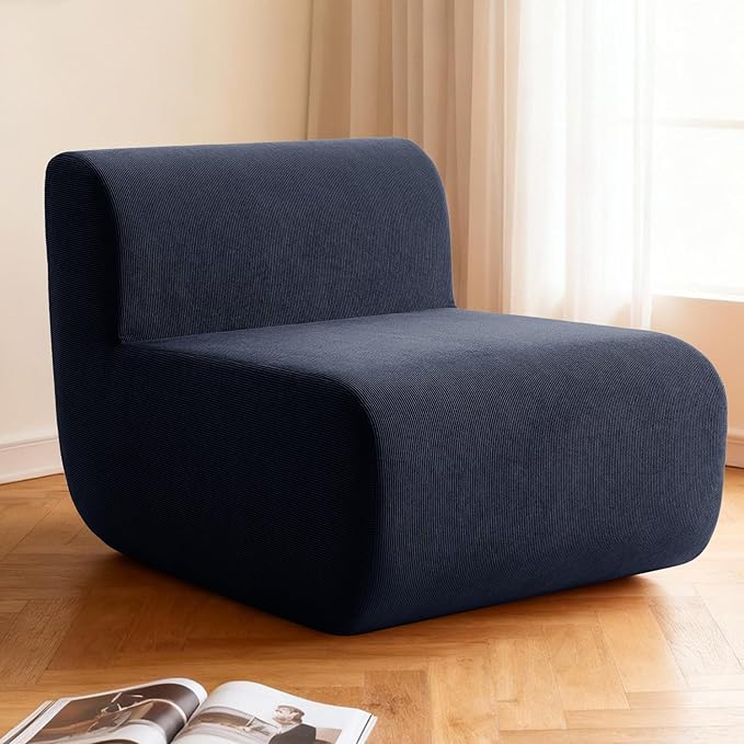 Small Boneless Chair for Living RoomSingle Floor ChairCorduroy Fireside Bean Bag ChairsMemory Foam Lounge Sofa Chairs for Bedroom Couch in a BoxDeep Blue