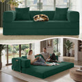Belhome 78.8 Convertible Sofa Bed Futon Sofa Bed with Side Pocket Corduroy Pull Out Futon Sofa Boneless Couch for Living RoomsNo Assembly Required Jade Green