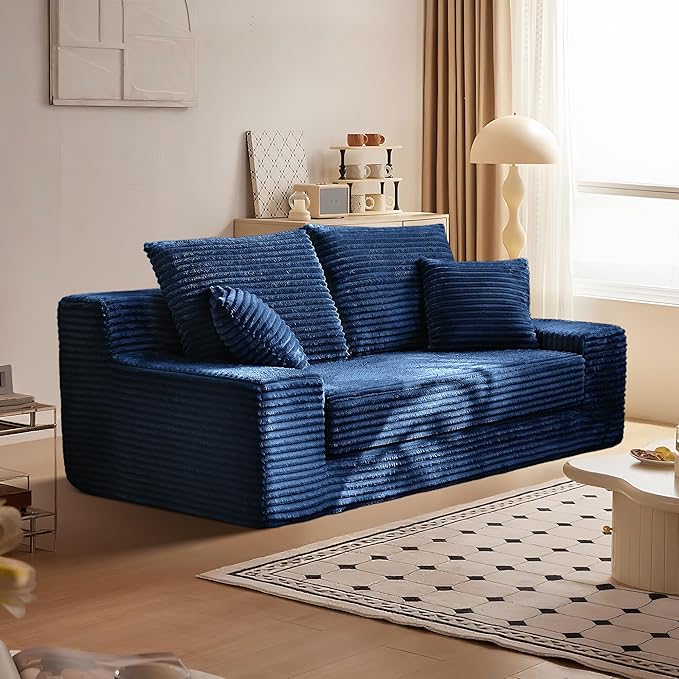 70.9'' Loveseat Sofa 2 Seater Flannel Fabric Loveseat Couches Comfy Upholstered Modern Leisure Love Seat Couch with 2 Pillow Convertible Sofa Bed for Bedroom Office Living Room