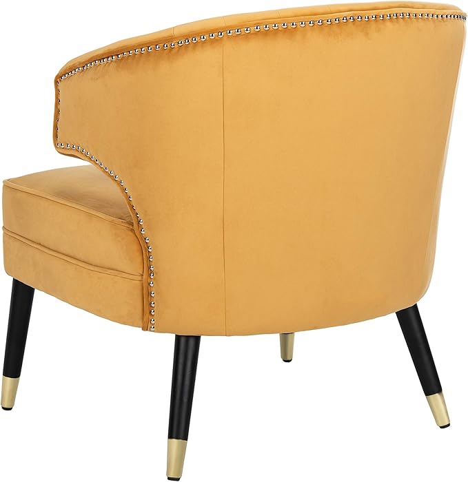 Safavieh Home Stazia Retro Glam Marigold Velvet and Black Wingback Accent Chair