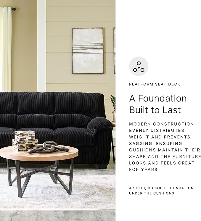 Signature Design by Ashley SimpleJoy Modern Sofa for Living Room Black